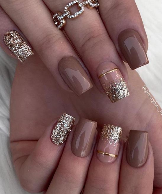 Coffin Rose Gold Winter Nails