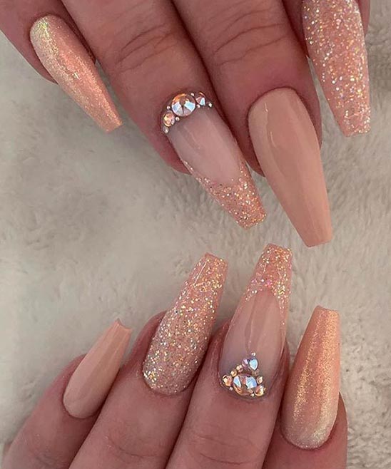 Coffin Shape Glitter Nail Designs