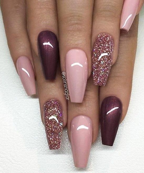 Coffin Shape Nail Winter Colors