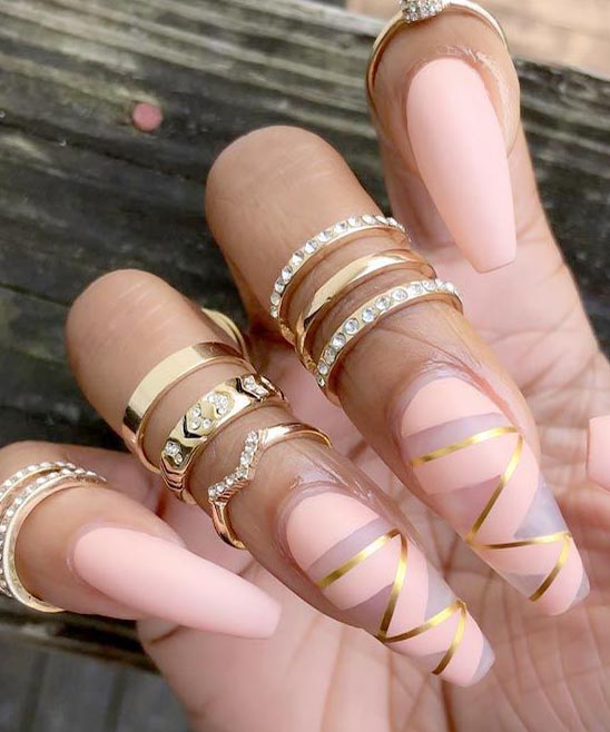 Coffin Shaped Nails Designs With Rhinestones