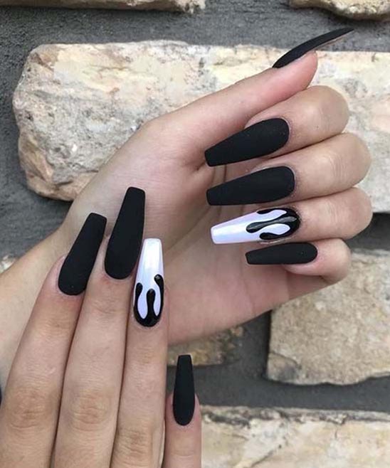 Coffin Shaped Nails With Design