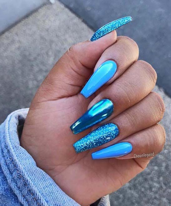 Coffin White Nails With Design