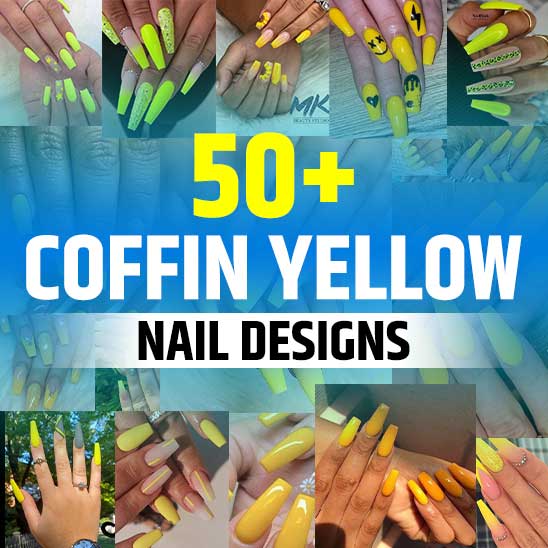 Coffin Yellow Nail Designs