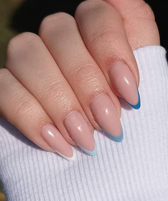 Colored French Tip Nails Oval