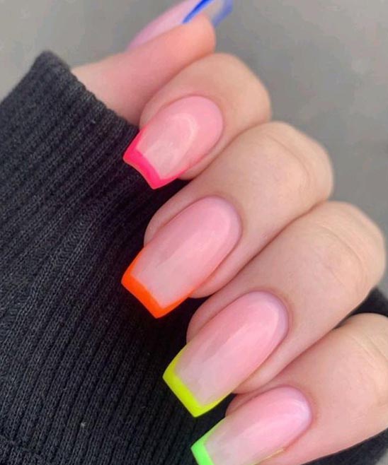 Colored French Tip Nails Short