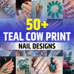 Cow Print Nails With Teal