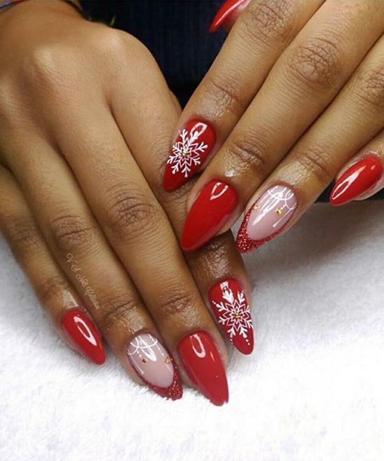Cute Christmas Nails Red and White