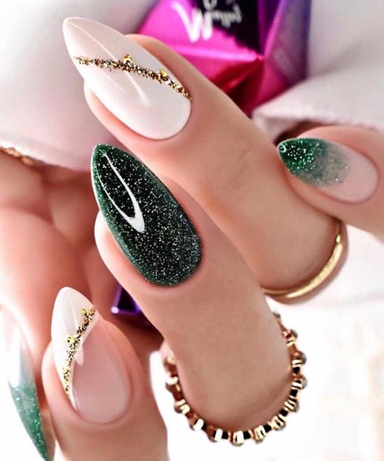 Cute Green and White Nails