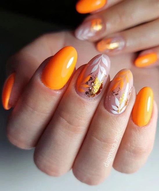 Cute Orange Summer Nails