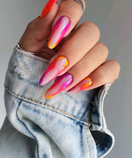 Cute Pink and Orange Nails