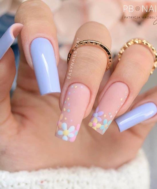 Cute Short Purple Acrylic Nails