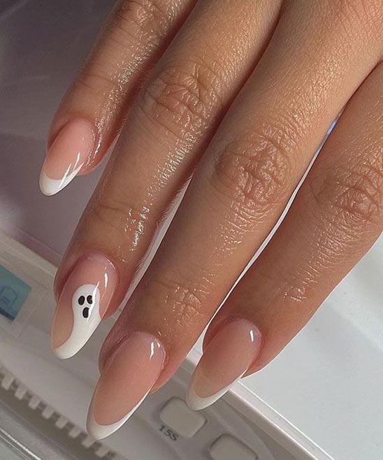 Cute White French Tip Halloween Nails