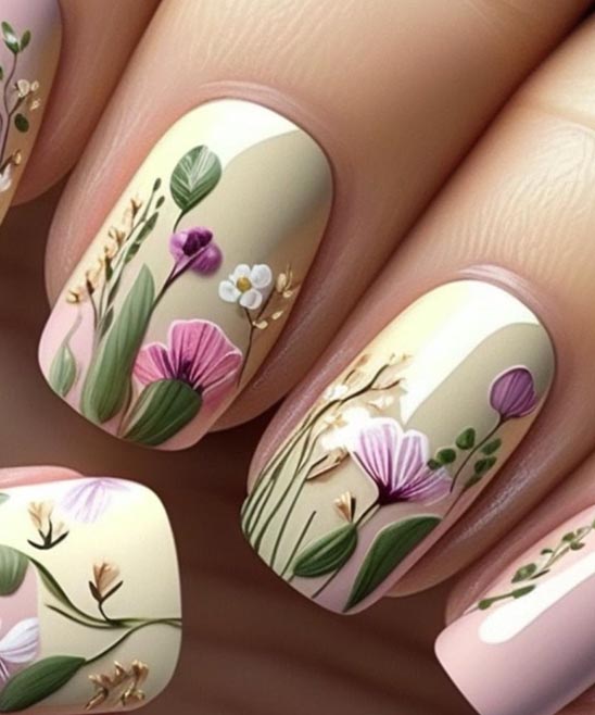 Daisy Flower Nail Design