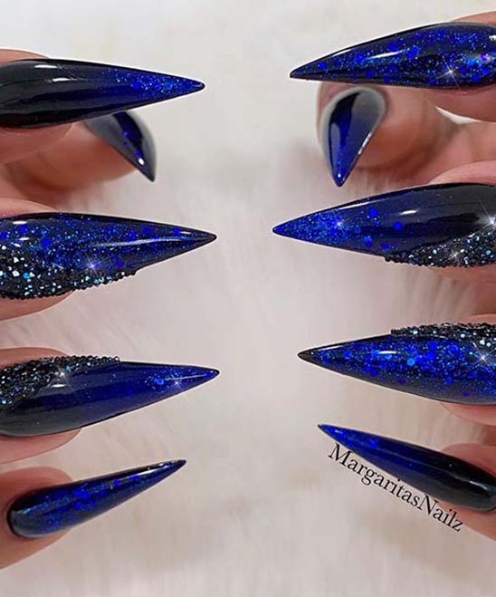 Dark Blue and Black Nail Designs