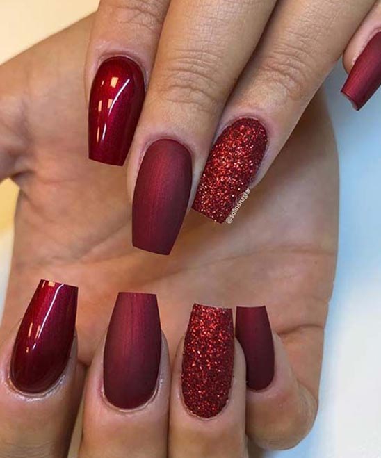 Dark Red Christmas Nails