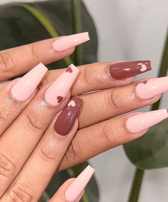 Demi Lovato Pink and Brown Nails