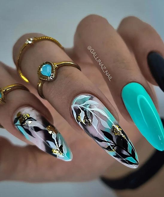 Easy Black and Blue Nail Designs