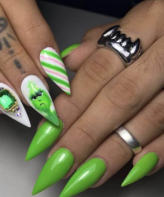 Easy Grinch Nail Art
