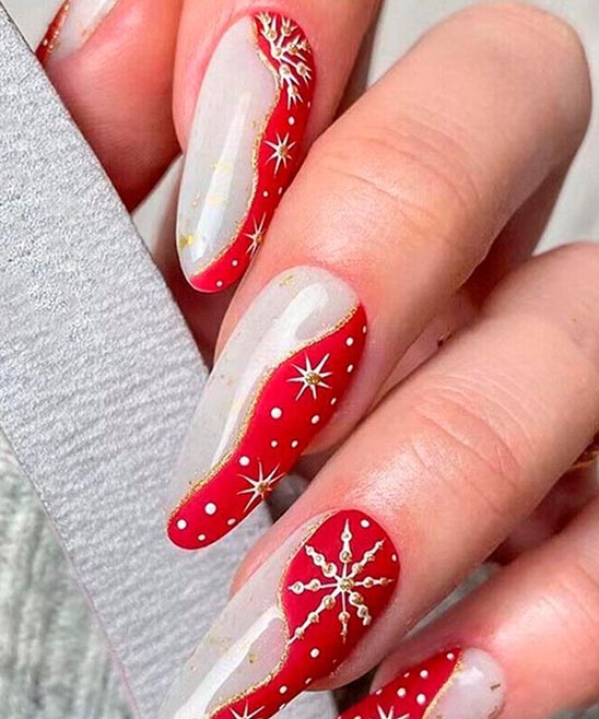 Easy Red and White Christmas Nails