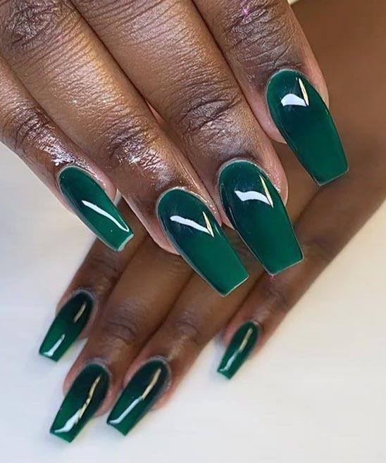 Emerald Green Chrome Nails