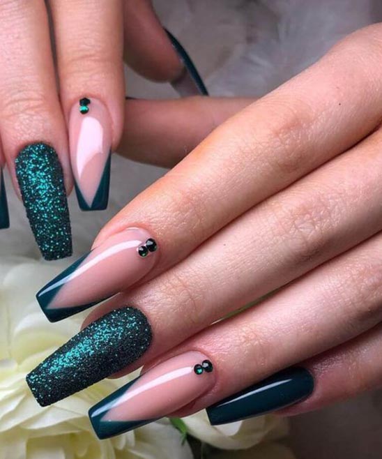 Emerald Green and Black Nails