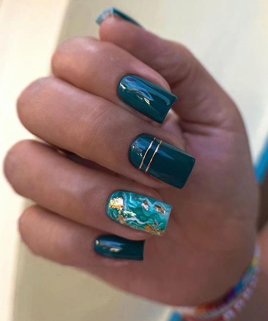 Emerald Green and Nude Nails