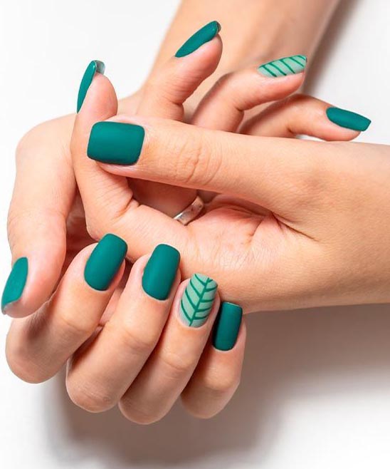 Emerald Green and Pink Nails