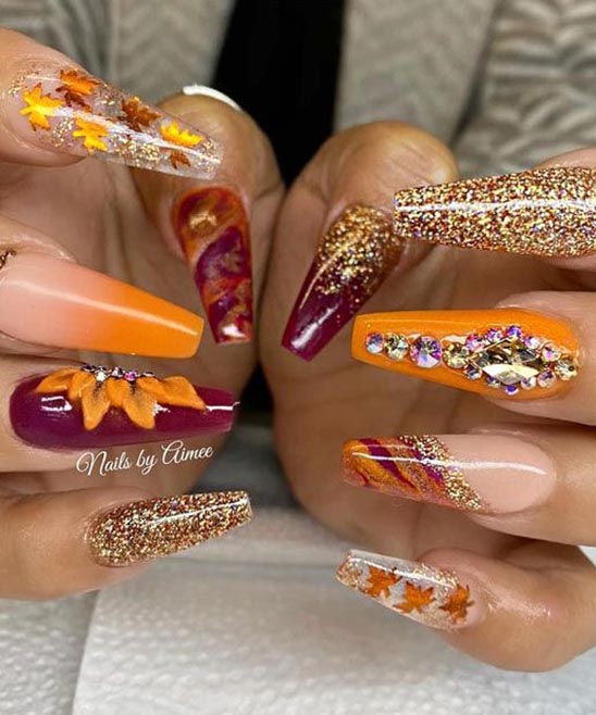 Fall Coffin Nail Design