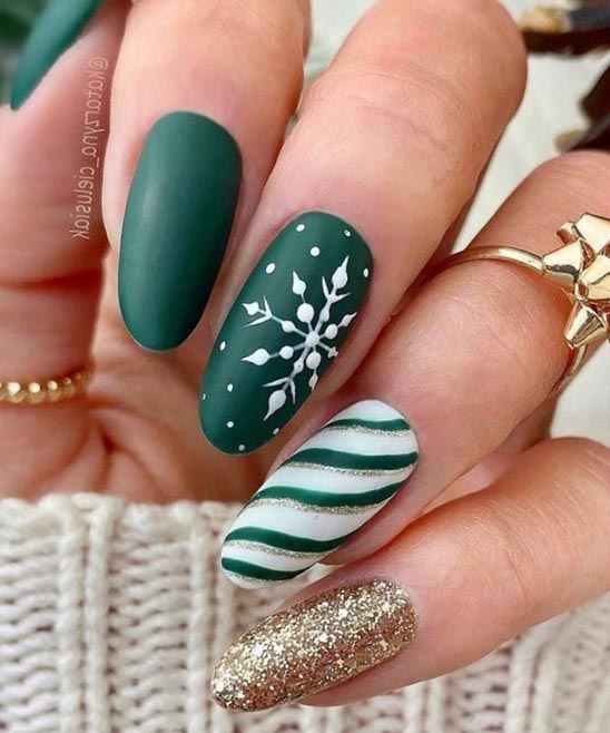 Fall Green Acrylic Nails