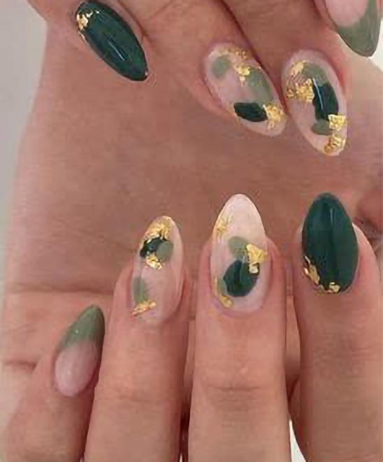 Fall Olive Green Nails