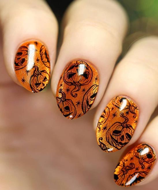 Fall Pumpkin Nail Design