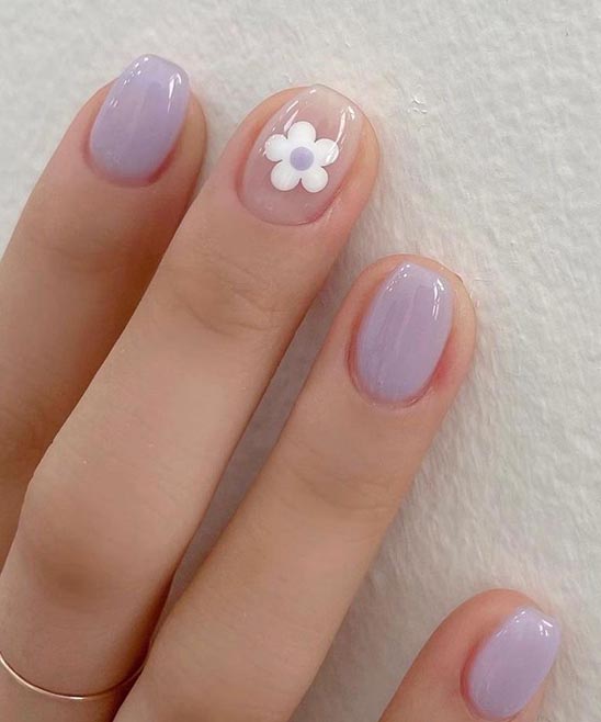 French Nails With Flower Design