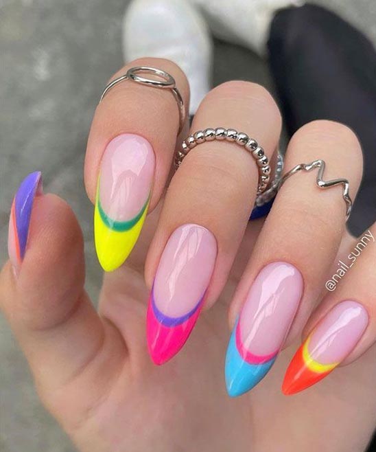 French Nails With Neon Tips