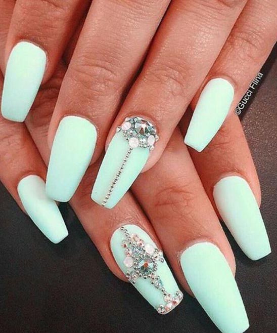 French Nails With Rhinestones