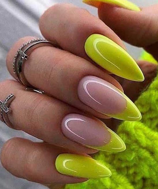 French Nails With Yellow Tip