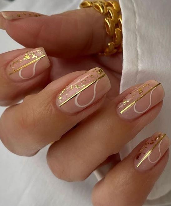 French Purple Tip and Gold Line Nails for Wdding
