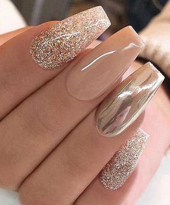 French Tip Gold Nails