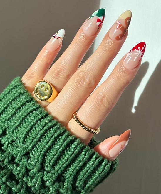 French Tip Nails Christmas