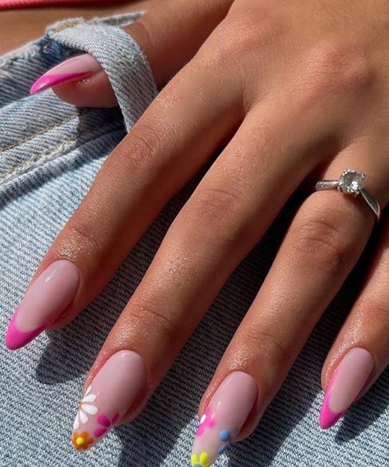 French Tip Nails Hot Pink