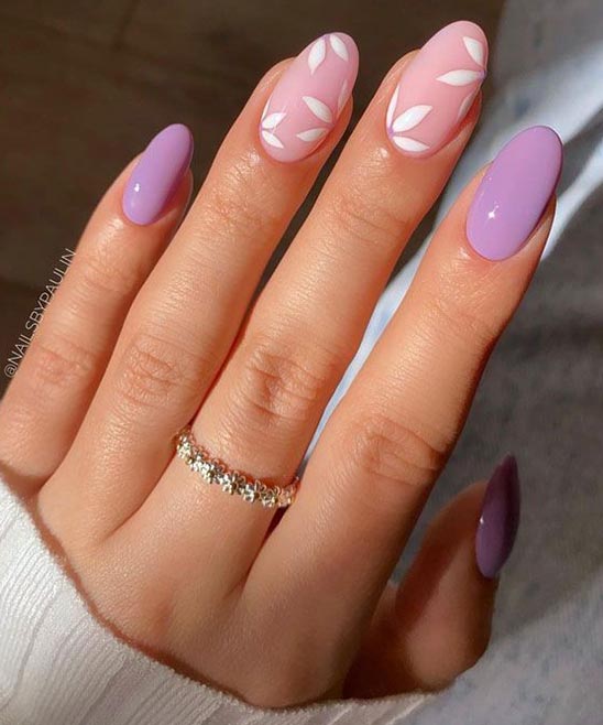 French Tip Nails With Flower Design