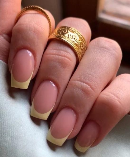 French Tip Nails Yellow