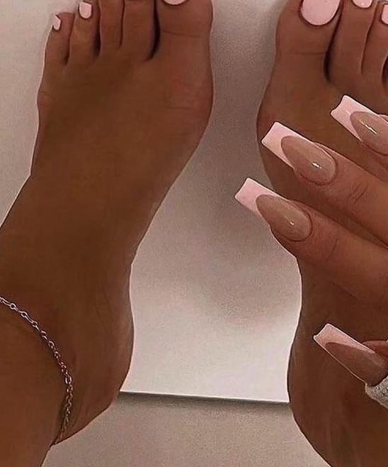 French Tip Oval Acrylic Nails