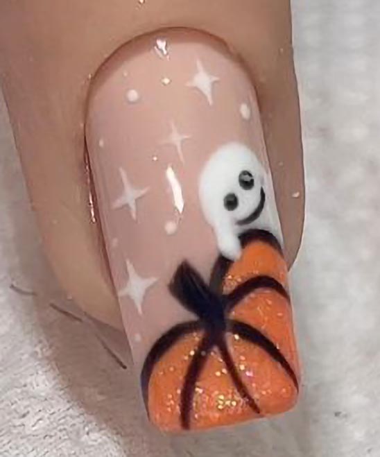 Ghost and Pumpkin Nails