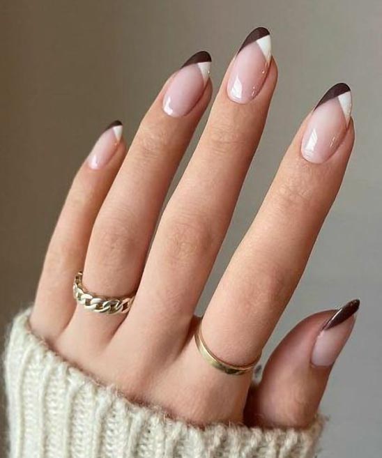 Glitter French Tip Oval Nails