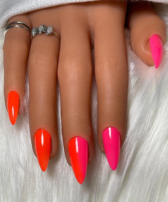 Glitter Nails Purple Orange and Pink