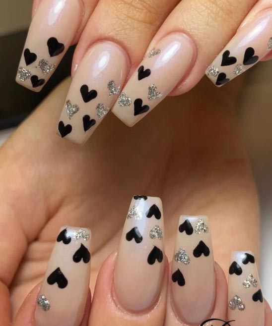 Glitter Pink Valentines Day Nails