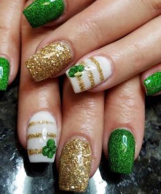Glitter St Patrick's Day Nail Designs