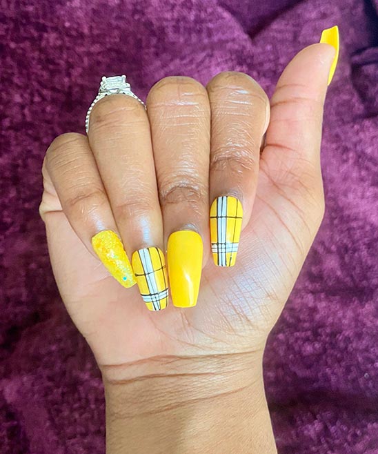 Glitter Yellow Acrylic Nails