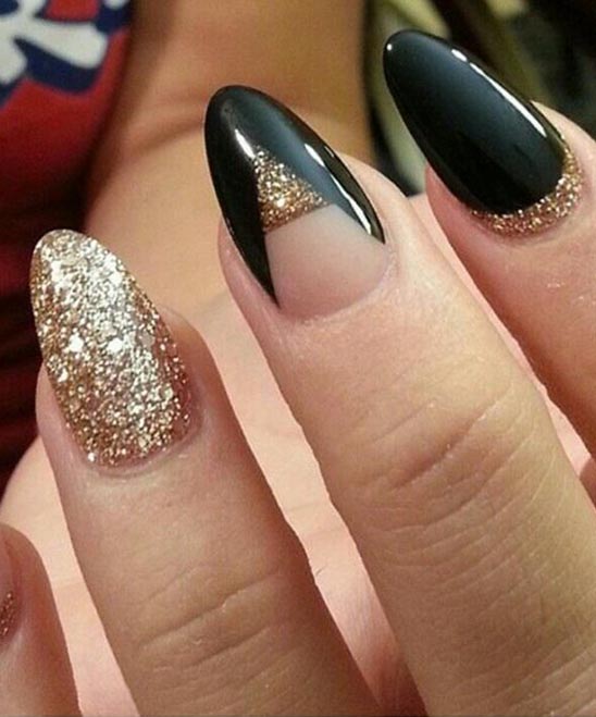 Golden Touch Shimmering Almond Shaped Nails TailoringinHindi Gold Almond Nail Designs