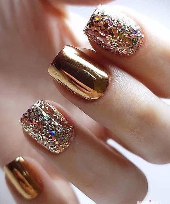 Gold and Black Nails